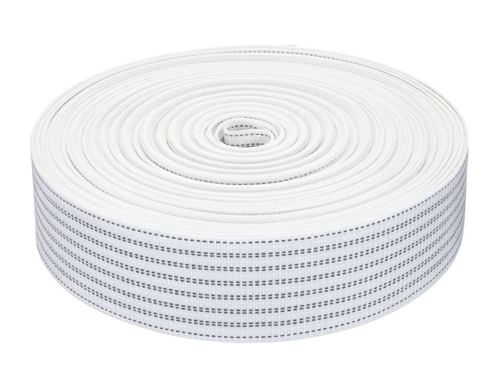50 Meter Polster Gurt Polyester Unelastisch Fest Fixiert Weiß / 8 Streifen