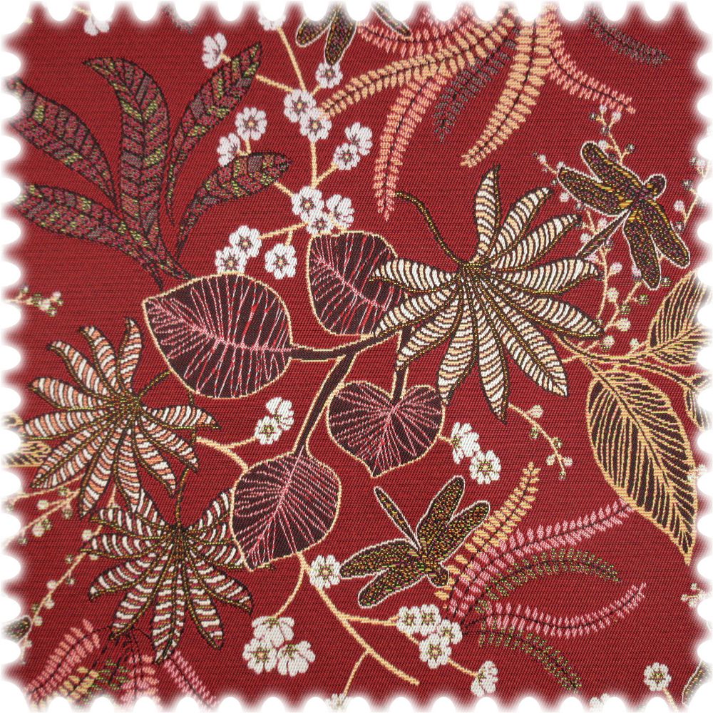 AKTION Reststück 130cm Breite - Jacquard Flachgewebe Möbelstoff Planta Rot